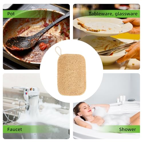 6 Stück Luffa Schwämme - Luffa Wasserwaschschwämme 11 x 7,5cm - Natur Luffa Material - Für Geschirrreinigung, Peeling - Geeignet für Küche, Bad, Camping (Naturfarbe)