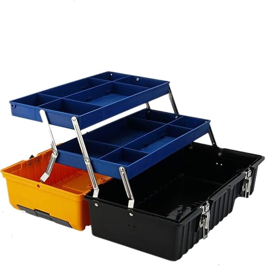 Amazon 工具箱 ツールボックス 3段式ツールボックス 大容量 工具入れ 収納ボックス 小物収納 取っ手 プラスチック 車載工具箱 工具収納ケース 大容量 折り畳み式 アウトドア 持ち運び便利 17寸 Diy 工具 ガーデン