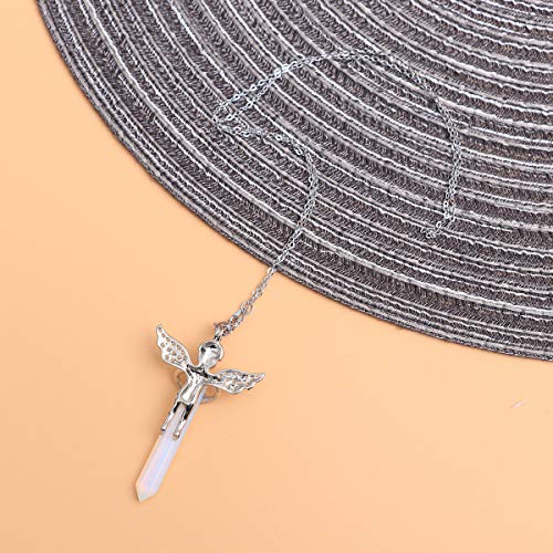 Colar Healifty Girl Angel Hexagonal com pingente de cristal natural colar de cura imitação de pedra