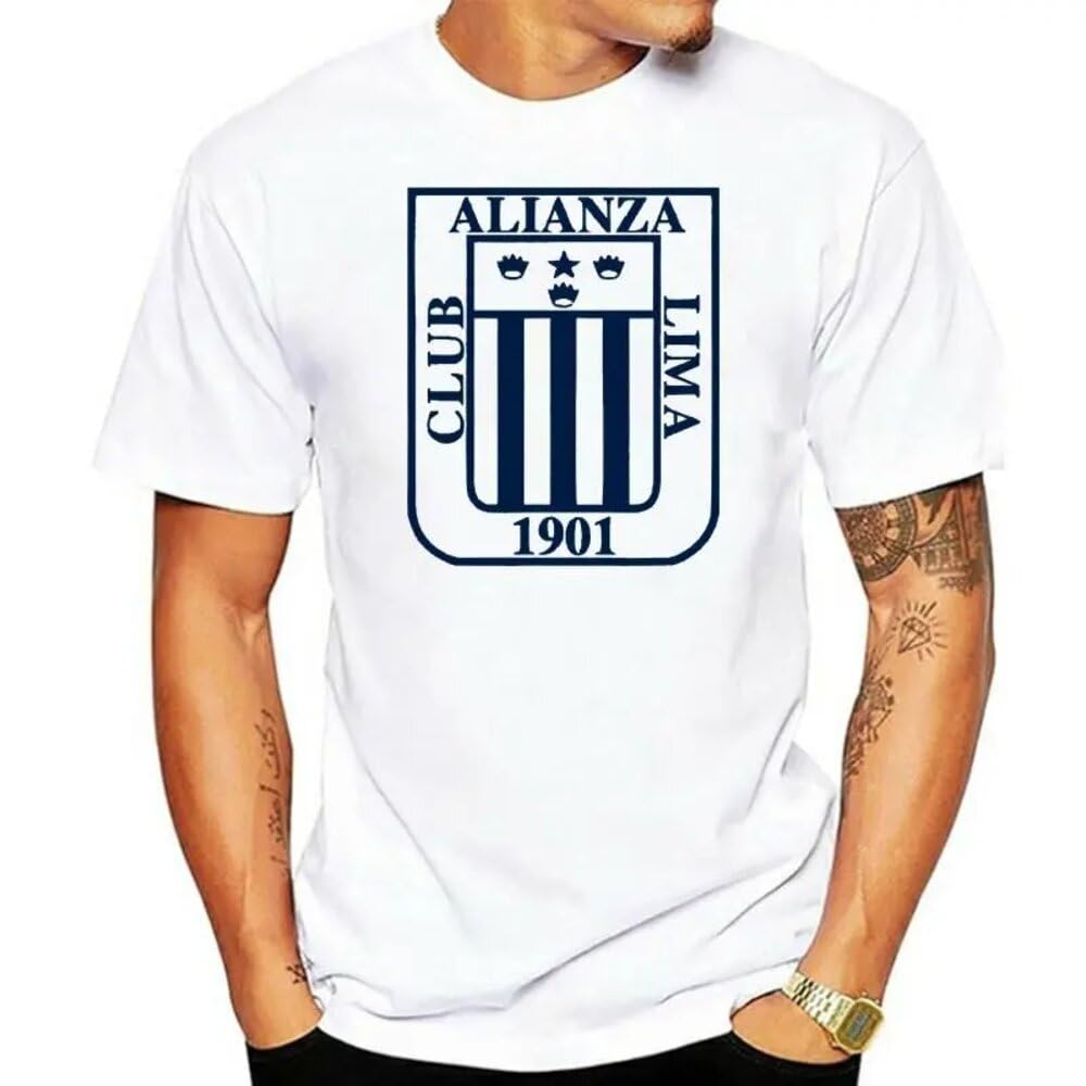 Peru Shirt Peruvian ALIANZA Lima Peruvian Men Soccer T-Shirt Men's T-Shirt White L