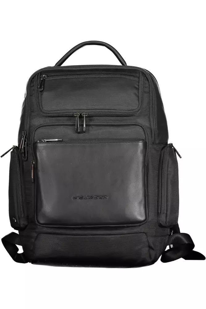 Piquadro Men's Black Backpacks, One Size, Eco-Friendly Rpet Backpack With Multiple Compartments