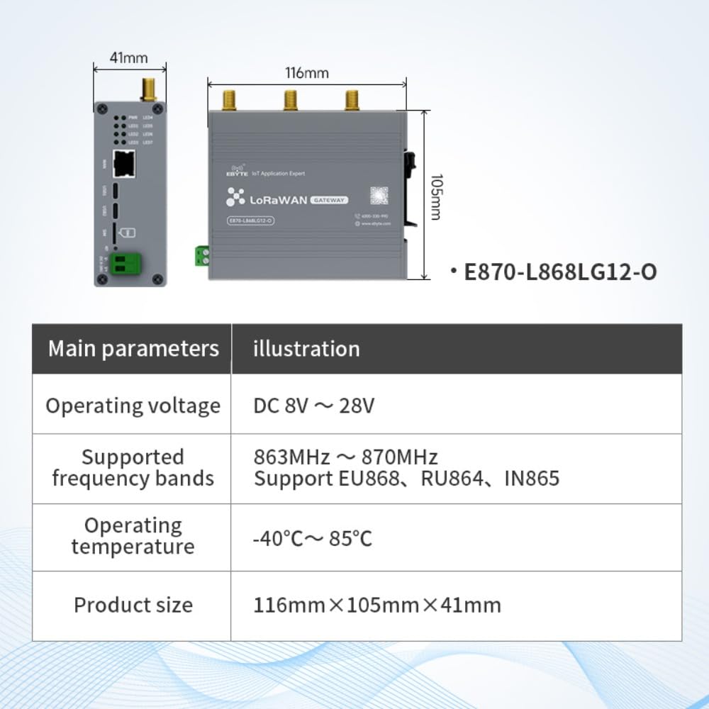 470/868/915M SX1302 LoraWan WIF Puerta de enlace inalámbrica de código abierto E870-O medio dúplex integrado NS nodo rojo PA+LNA grado industrial (868M)
