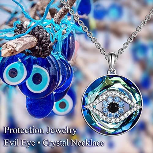 WINNICACA Sterling Silver Evil Eye Necklace Protection Crystal Pendant for Women Good Luck Vintage Evil Eye Pendant Jewelry Birthday Gifts for Women Friend Female2