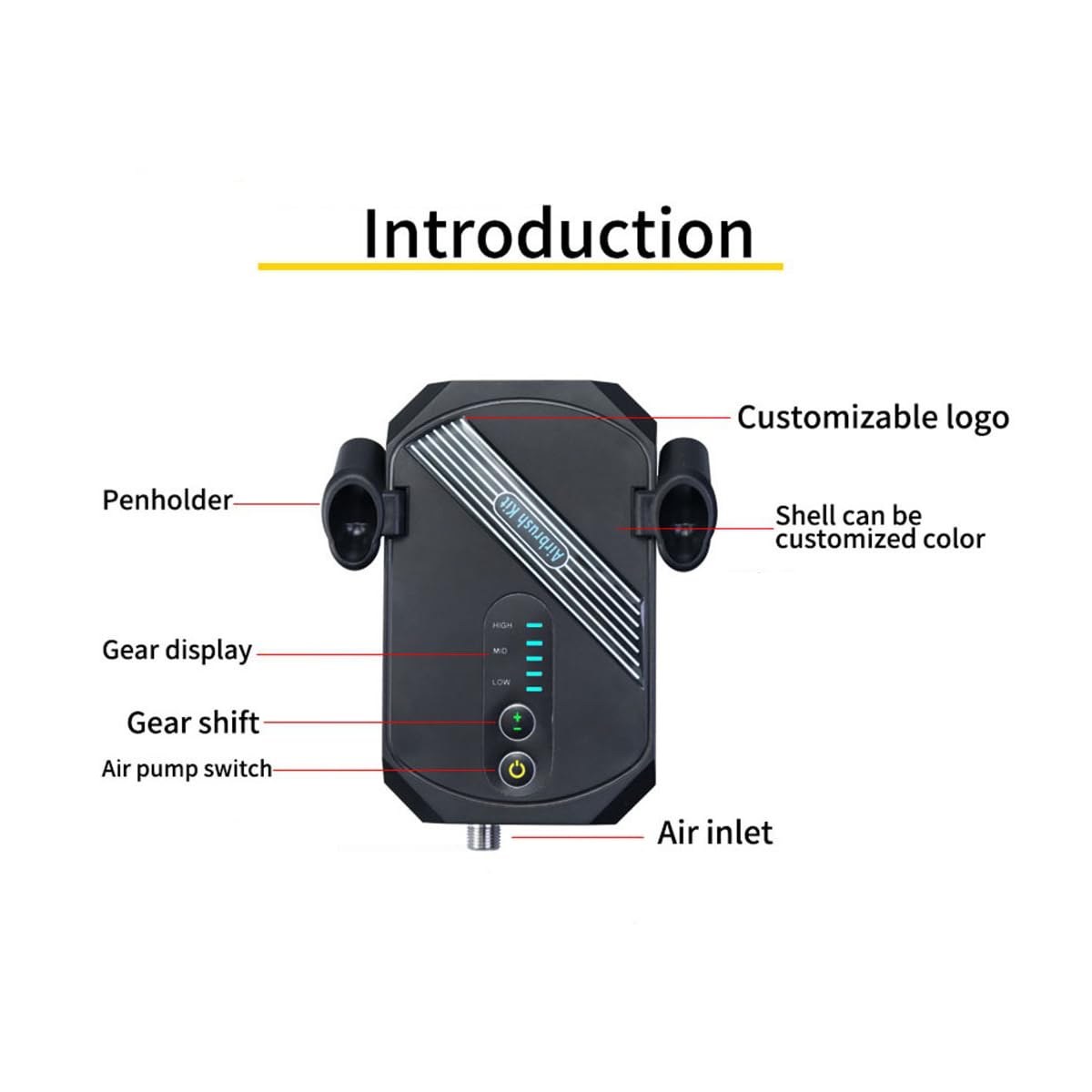 Kit compresseur aérographe avec buses de 0,2/0,3 mm et 0,5 mm, tuyau tressé, outil de nettoyage, séparateur d'huile d'eau, pistolet pulvérisateur, modélisme, peinture, tatouage, ongles