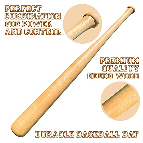image for Genuine Solid Beech Wood Baseball Bat - 27 Inch 23 Oz - Tball Bat, Sel