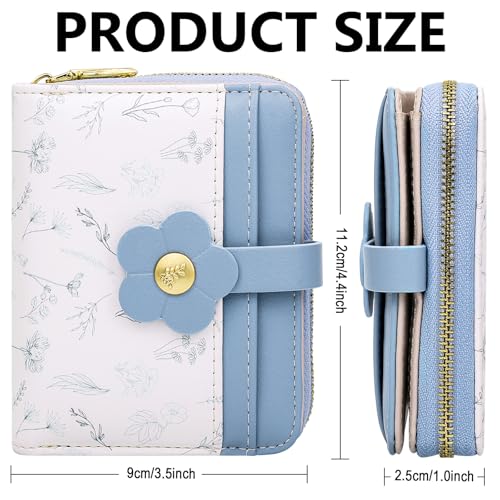Image of Farcauo Cute Floral Womens Wallet Small Wallets for Women Thin Blue Women's Wallet Kawaii Flower Card Wallets for Women Ladies