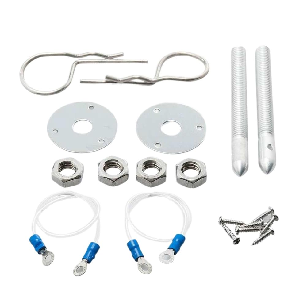 Hood Pin Locking Kit Compatible with MK3 MK7 MK5 Universal Racing Epman Sport Hair Pin Style with Lanyard EP-JGS022PX(Silver)