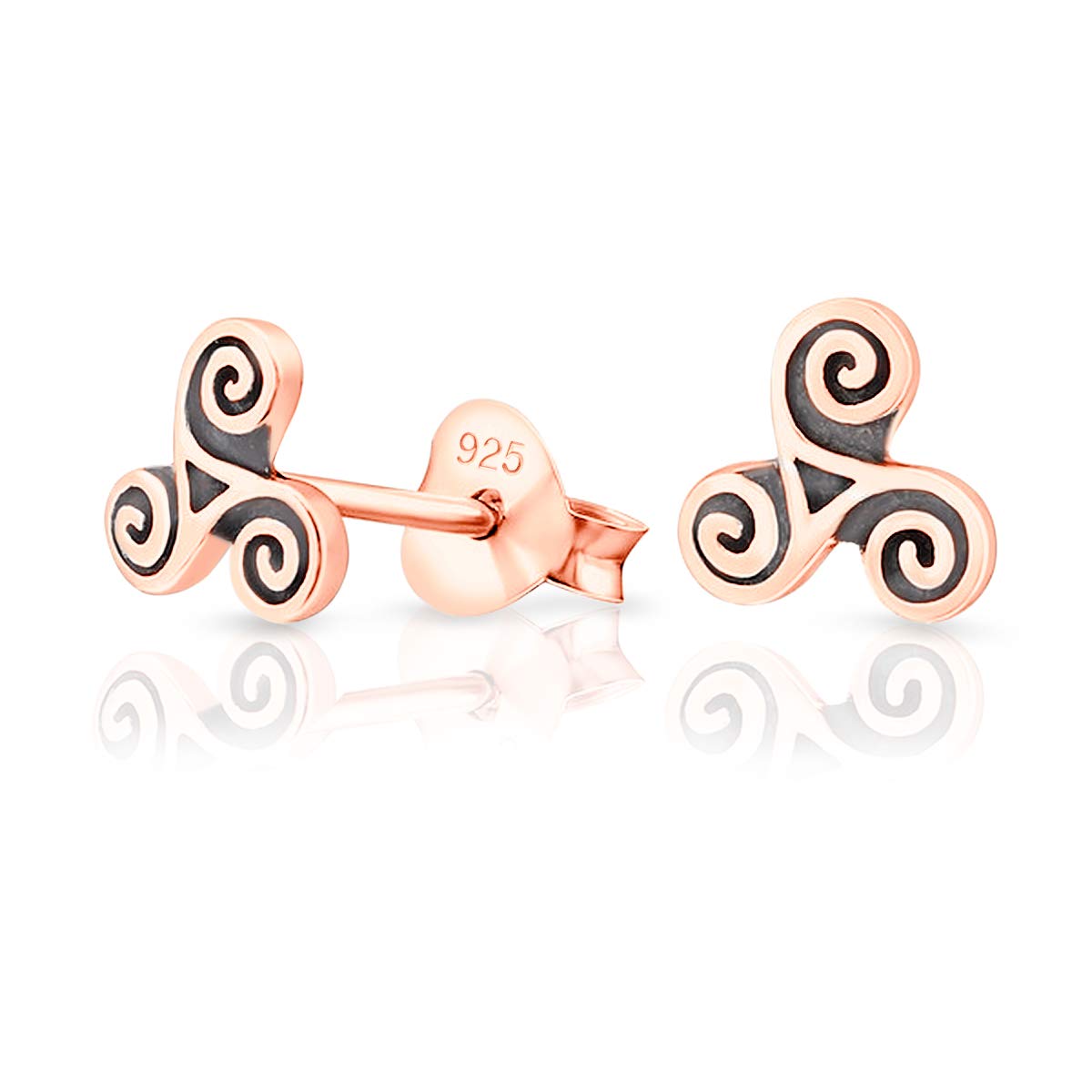 DTPsilverAretes de Plata Pequeños - Pendientes Mujer Plata de Ley 925, Chapado en Oro Amarillo o Rosa - Triskel Celta - Diámetro : 6 mm