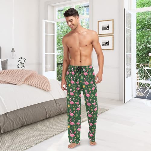 Pfrewn Men's Pink Pajama Pants Super Soft Christmas Winter Red Lounge Pajama Bottoms with Pockets,S-XXL3