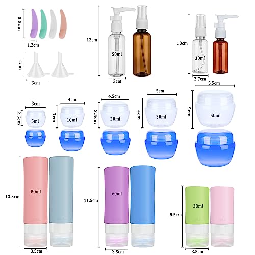 26 Pcs Travel Bottles Set for Toiletries, Silicone Travel Bottles with Clear Toiletry Bag, TSA Approved Squeezable Silicone Travel Accessories for Shampoo Conditioner Lotion Body Wash - Image 3