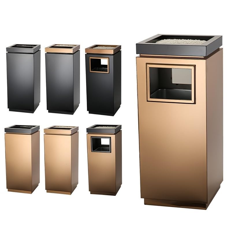 Durable Stainless Steel Trash Can - Weather-Resistant Outdoor Ashtray Bin for Hotels, Shopping Malls, and High-Traffic Areas - Easy to Clean, Anti-Corrosion Design