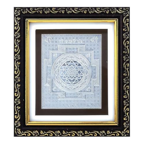Image of 999 Pure Silver Lakshmi Yantra Frame - Spiritual Decor for Home, Pooja Room, Temple | Hindu Religious Gift Item for Wealth & Prosperity