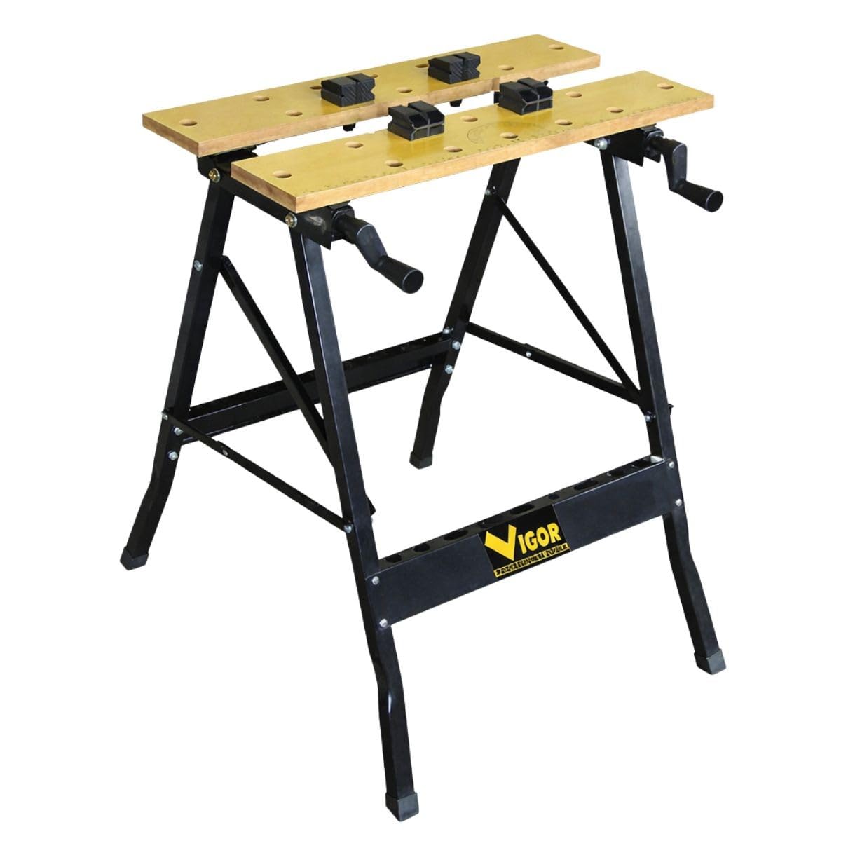 Intec – Banco de trabajo plegable multiposición, carga 150 kg – Mesa de trabajo portátil con tornillo de banco de ajuste de 20 a 35 cm DIY aserrado talleres
