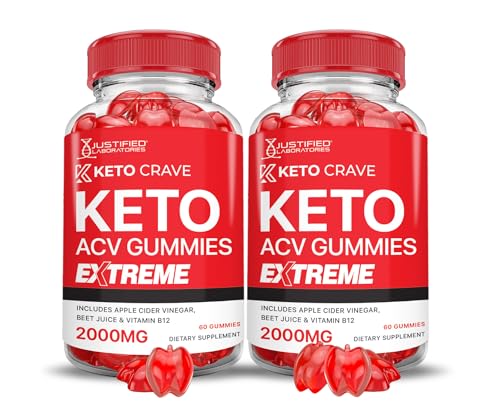 (2 Pack) Keto Crave Keto ACV Gummies Extreme 2000MG Keto Crave Keto Gummies Advanced Formula Apple Cider Vinegar with Pomegranate Beet Juice Powder B12 Vegan Non GMO 120 Gummys -  Justified Laboratories