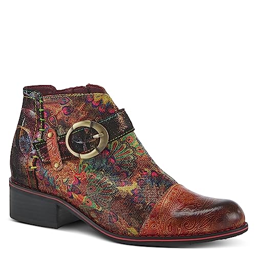 Spring Step L'Artiste Georgiana-Scope Booties for Women - Ankle Boots with Zipper Closure - Hand-Painted Ladies Boots for Outdoor