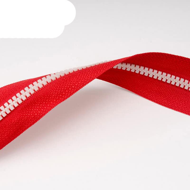 Cremalleras for coser billetera corta, mochila escolar, zapatos, cinta roja, dientes blancos, 3#, extremo cerrado de resina, 15-35cm, paquete de 2