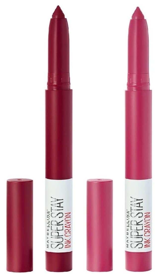 Maybelline New York Super Stay Crayon Lipstick, 35 Treat Yourself 1.2 and Maybelline New York Super Stay Crayon Lipstick, 55 Make it Happen 1,2g