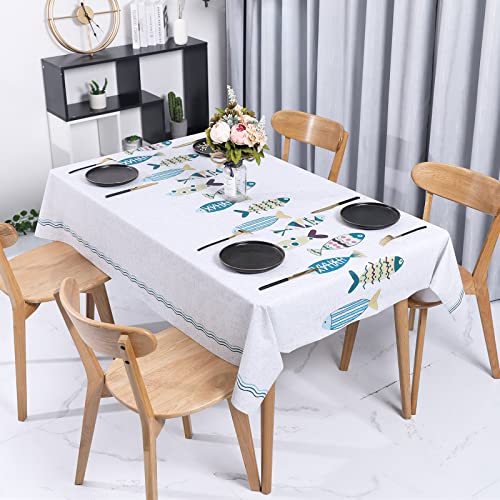 Asvert Nappe Rectangulaire, Nappe de Table 138*180cm, Nappe Rectangulaire Anti Tache, Nappe imperméable, Nappe de Cuisine Rectangulaire Toile Cirée en PVC Lavable Facile Cover