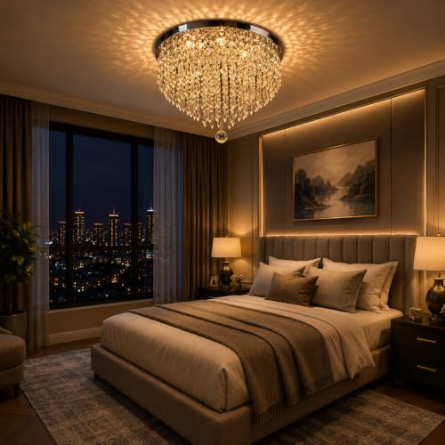 Image of Modern Chandelier Light Crystal Jhoomar Lighting Fixture Pendant Lamp LED Ceiling Lights for Hall, Living, Dining, Entryway (Stainless Steel, 63 Watt)