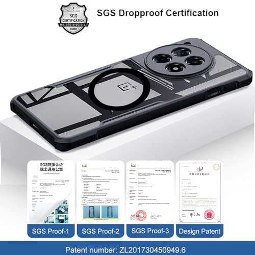 Image of for Oneplus 12R Case, Ultra-Thin Magnetic Cover Soft TPU Bumper + Acrylic Back Military Grade Airbags Shookproof Drop Protection, Magnetic Black