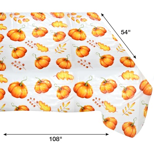 Gift Boutique 11106 3 Disposable Thanksgiving Pumpkin Tablecloths 54 Inch X 108 Inch Rectangle Fall Harvest Autumn Leaves Plastic Table Cover Party Supplies Decor thumb #1