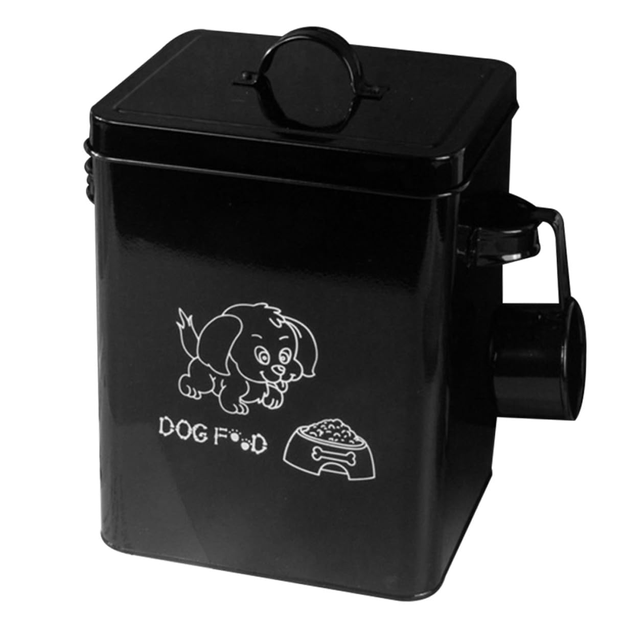 Healifty Contenedor de Comida para Perros de Metal Tapa Hermética, Balde Grande para Almacenamiento Seco, Caja Sellada Anti Humedad para Pienso y Golosinas de Mascotas, Negro, Adecuado