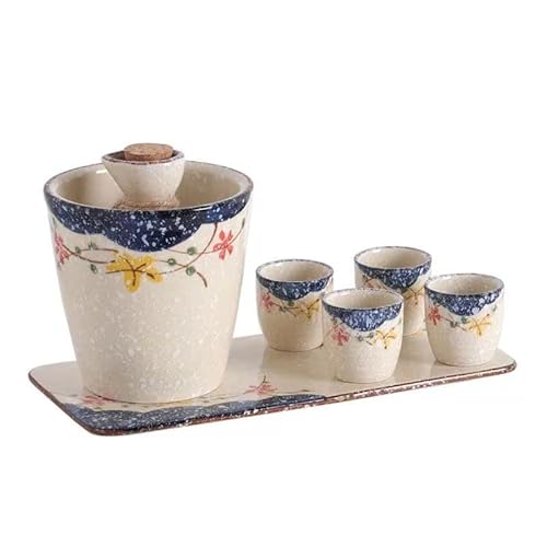 YIRENZUI Wine Set Ceramic Wine Glass White Wine Sake Pot Hip Flask Cups Set,Most Ideal Choice (Color : B, Size : As Shown)