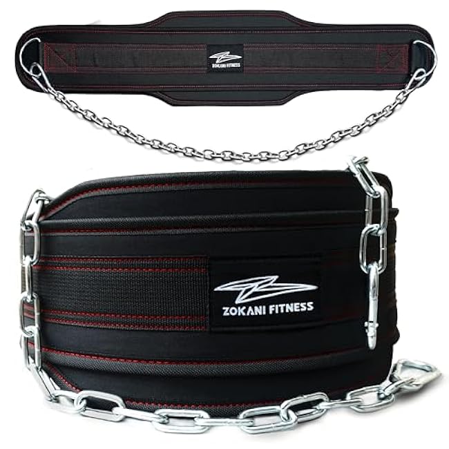 Hold weights up to 800lbs Zokani Dip Belt with Chain for Heavy Weightlifting Exercises,Squats, deadlifts, pull Up Weight Belt, Dipping Belt, Men and Women Training Strength Dip Weightlifting Belt