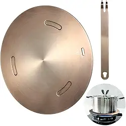 Placa conversora para proteção de utensílios de cozinha, placa adaptadora de indução de aço inoxidável, difusor de calor de 28 cm para fogão elétrico a gás, anel de indução fervente com alça
