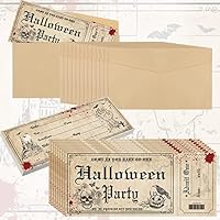 Geelin 30 Pcs Halloween Party Invitations with Envelopes Ticket Scary Halloween Party Invitations Halloween Baby Shower Invitations Horror Birthday Invitations Party Invitation Cards (Pumpkin Style)