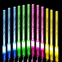 Kimimara LED Glasfaser Leuchtstäbe 12 Stück - Acrylblasen Leuchtstäbe Glasfaser Leuchtstäbe Set Leuchtstäbe Partyspielzeug Zubehör Neonfarben Wechselnd für Halloween, Partys, Konzerte, Hochzeit