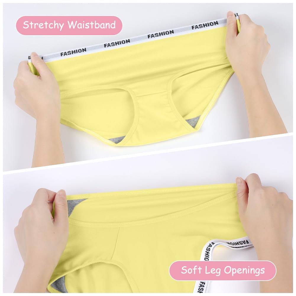 8 Pack Teen Girls Knickers, Soft Briefs Cotton Seamless Underwear, Underpants Essential Elastic Panties, Plain Knicker for Age 8-18 Girls and Women — view 2