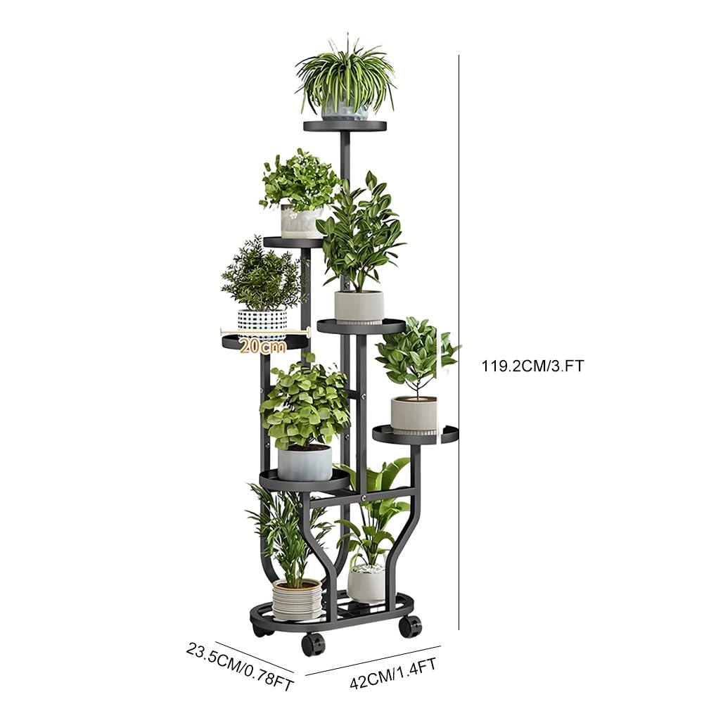 LXHELIVERY Support pour Plantes D'intérieur en Métal sur roulettes – Présentoir pour Pots De Fleurs Et Plantes Multiples, pour Chambre, Salon, Balcon Et Jardin(Blanc)