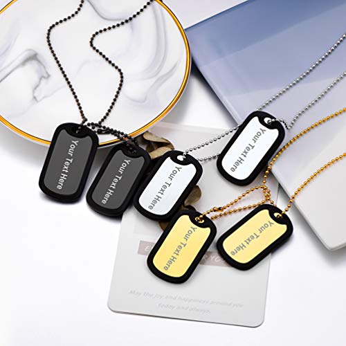 PROSTEEL Militärischen Erkennungsmarken 2 personalisiert Dog Tags im Armeestil mit Kugelkette und Silikon Edelstahl Medical Alert Anhänger Halskette Name Texte Gravur für Geburtstag Vatertag