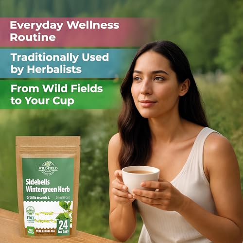 Image of 24 Bags Dried Cut Sidebells Wintergreen Herb Tea (Orthilia Secunda) - 24 Count 1.5g Tea Bags One-Sided Wintergreen Orthilia (Peralito)