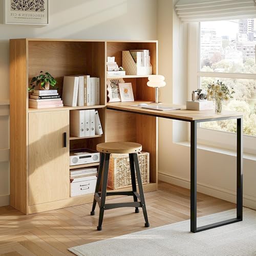 YuQozii Escritorio para ordenador, estantería o armario, color natural 120 cm