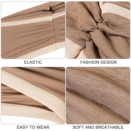 XEPST 2 Pieces Turbans for Women, Soft Pre Tied Knot African Turban Head Wraps Chemo Headwear Pleated Beanie Cap Sleep Hat Hair Loss Hat Chemo Cancer Cap for Women3