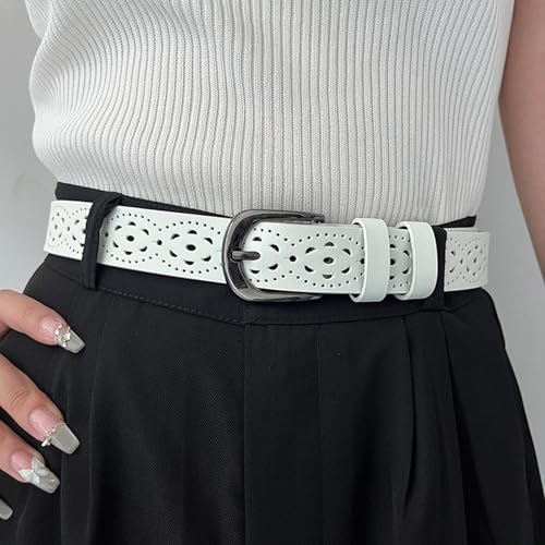 Vintage Leather Waist Belt Hollows Flower Pattern Waistband Women Fashion Belt for Parties and Travel4