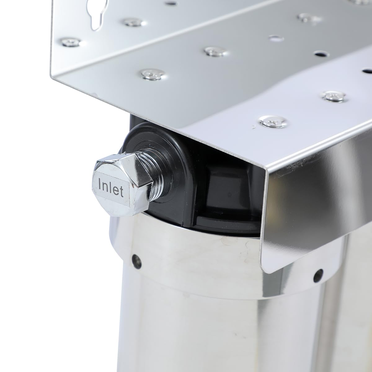 TOPWAY 3-stufiges Untertisch Wasserfiltersystem, 0,01 Mikron Ultra-Filtration, 10" Tankgehäuse aus Edelstahl, Direktanschluss und Schnellwechsel