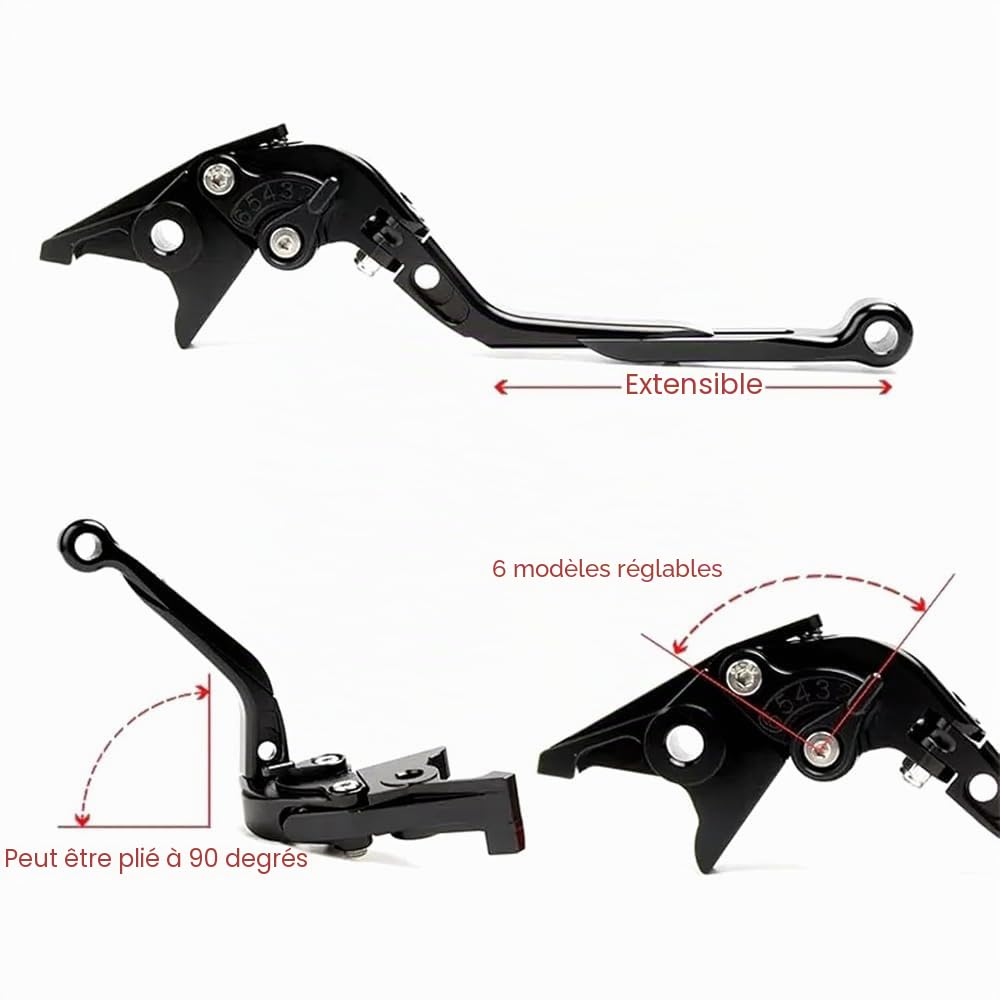 Moto réglable Foldable extensible Griff Passend für CB750 HORNET CB 750 Hornet 2023 2024 2025 Leveau de frein CNC Leveau de frein Hornet 750 (Rouge)