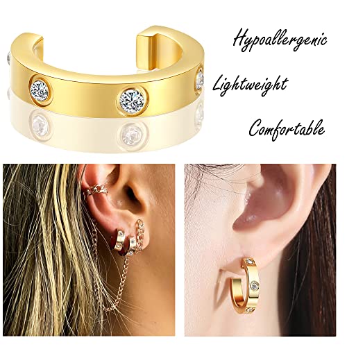 Love Earrings for Women Hoop Earrings Stainless Steel Earrings with Cubic Zirconia Stones Earrings Birthday Jewelry Christmas Gifts for Women Her, Silver/Gold4