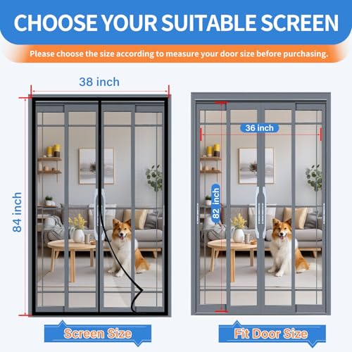 LONGEAS Upgraded PET Mesh Magnetic Screen Door Stronger Than Fiberglass and Polyester,Hands Free,Keep Bugs Out,Pet & Kid Friendly,Fit Door Size 36