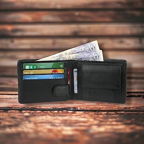 Designer RFID Wallet For Men | Made From Real Leather and Superior RFID Blocking Materials For Complete Credit Card Protection | Red Black 11703