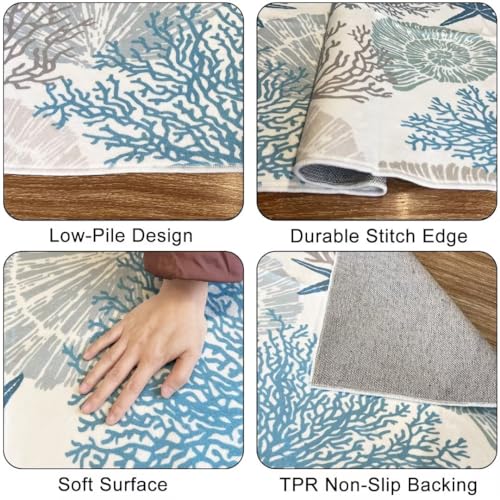 Tapete decorativo costero 60x90 cm azul lavable antideslizante miniatura 5