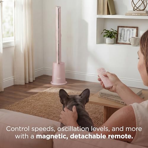 Image of Shark TurboBlade Fan-Ultra-Customizable Bladeless Tower Fan, Pivots, Twists, Oscillates 180, Circulates and Propels Air, 10 Noise Levels + 10 Speeds, Easy to Clean, Blush, TF202SPK2 (Limited Edition)