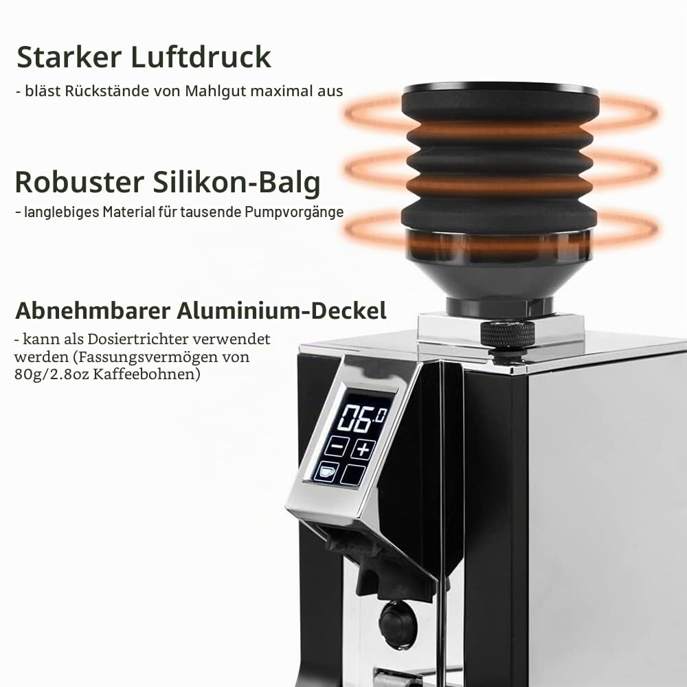 Kaffeemühle Einzeldosis Trichter für Eureka Mignon Grinder 2 in 1 Funktion Kaffeemühle Zubehör Trichter Handdruck Silikon Balg zum Reinigen und Sammeln von Kaffeesatz