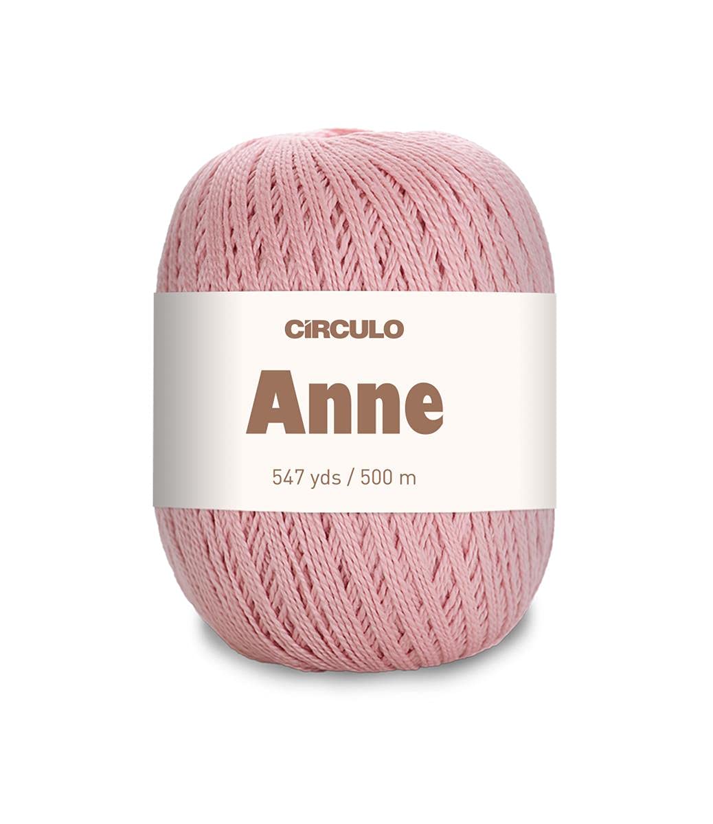 CÍRCULO Anne Yarn for Crocheting & Knitting, 100% Mercerized Brazilian Virgin Cotton, Soft Fingering Weight, 547 Yds, 5.19 Oz - Color 3227 Antique Pink