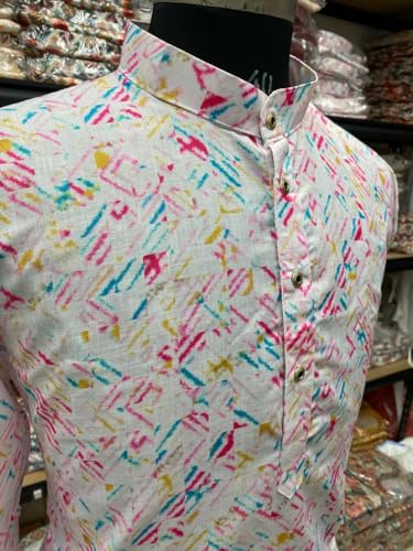 Image of FOXDX Men's Traditional Cotton Floral Printed Only Kurta