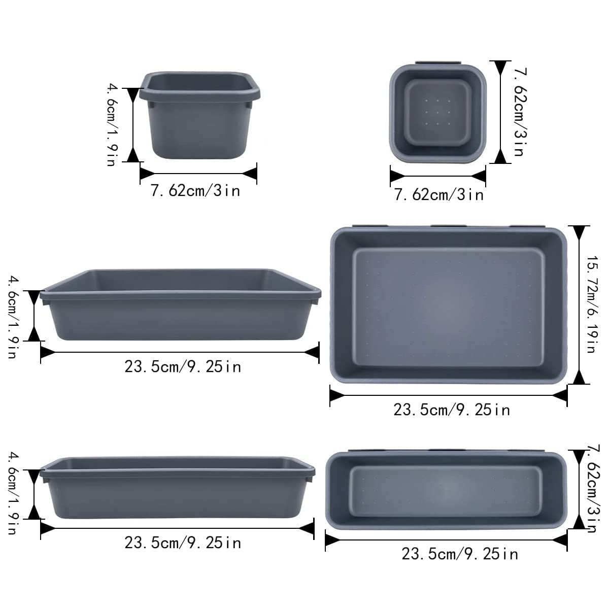 16 Pcs Organisateur Rangement Tiroir Cuisine Organiseur de Rangement Bureau Tiroir Plastique Salle avec 40 Pcs Boule Bntidérapante en Siliconedede Bain Plateaux pour Maquillage, Cuisine(Noir)