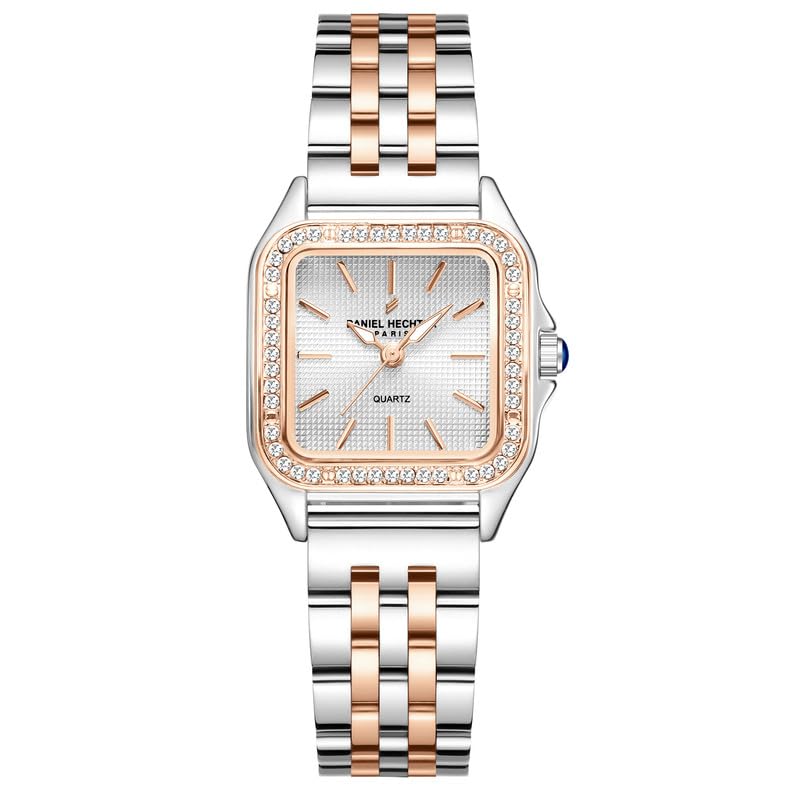 daniel hechter Paris Sophie Collection Analog Quartz Watch for Women with Square Textured Dial, Crystal-Studded Bezel, Metal Case and Premium Stainless Steel Strap-picture-53